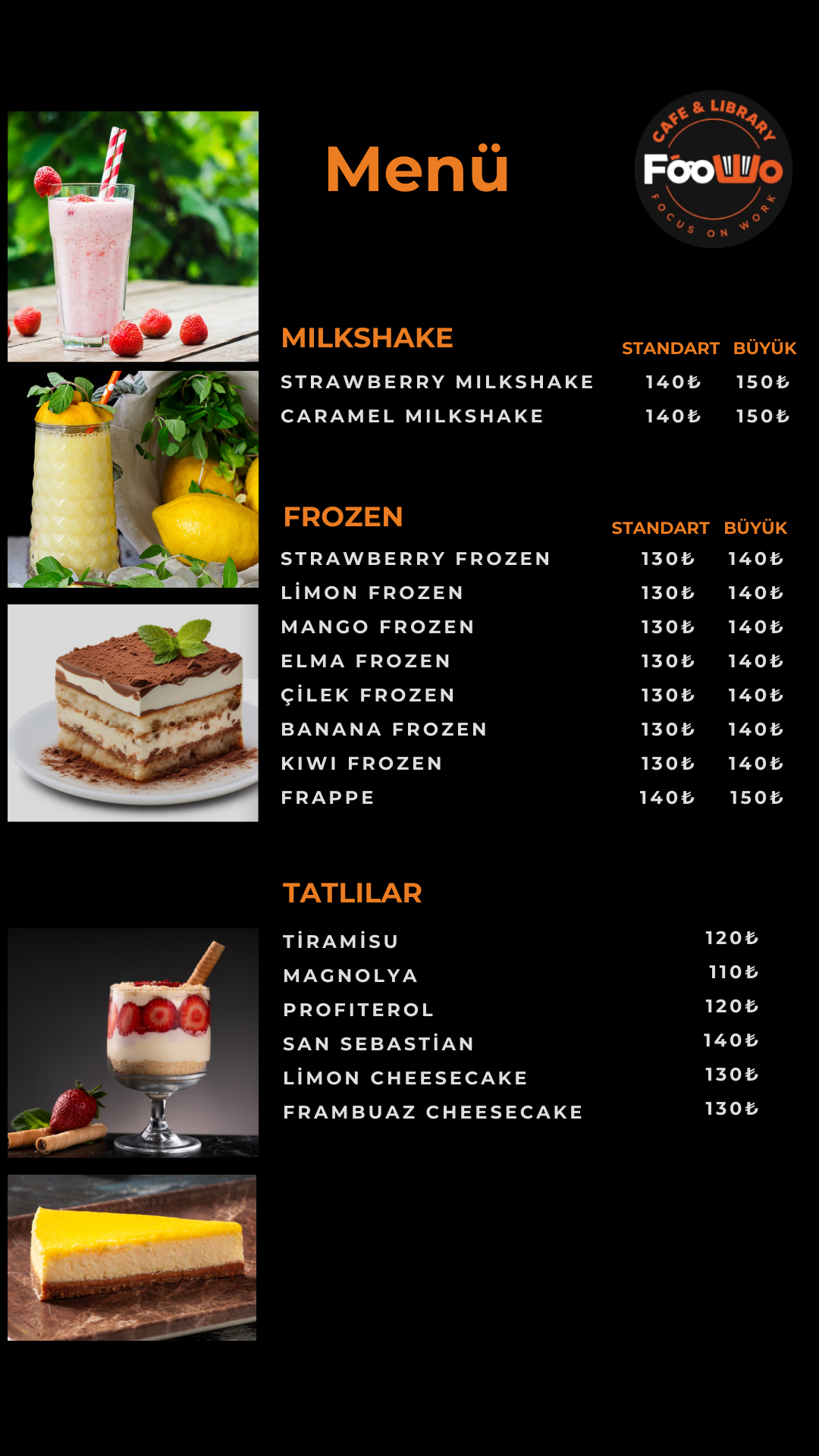 Foowo Cafe Tatlı Menüsü